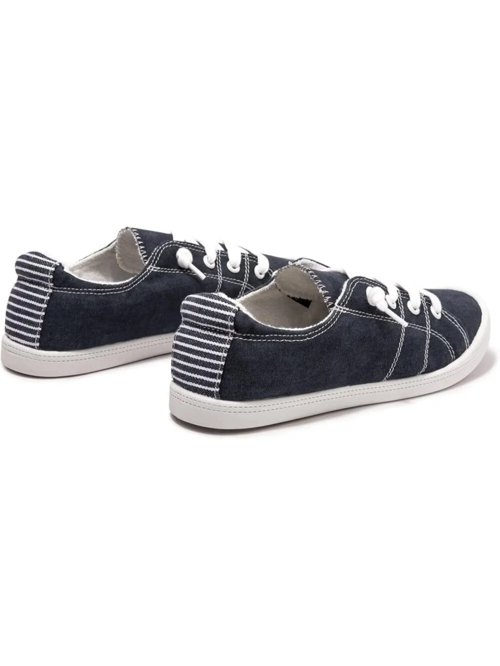 Womens Blue Canvas Slipon Canvas Sneaker Low Top Walking Shoes Fashion Sneakers